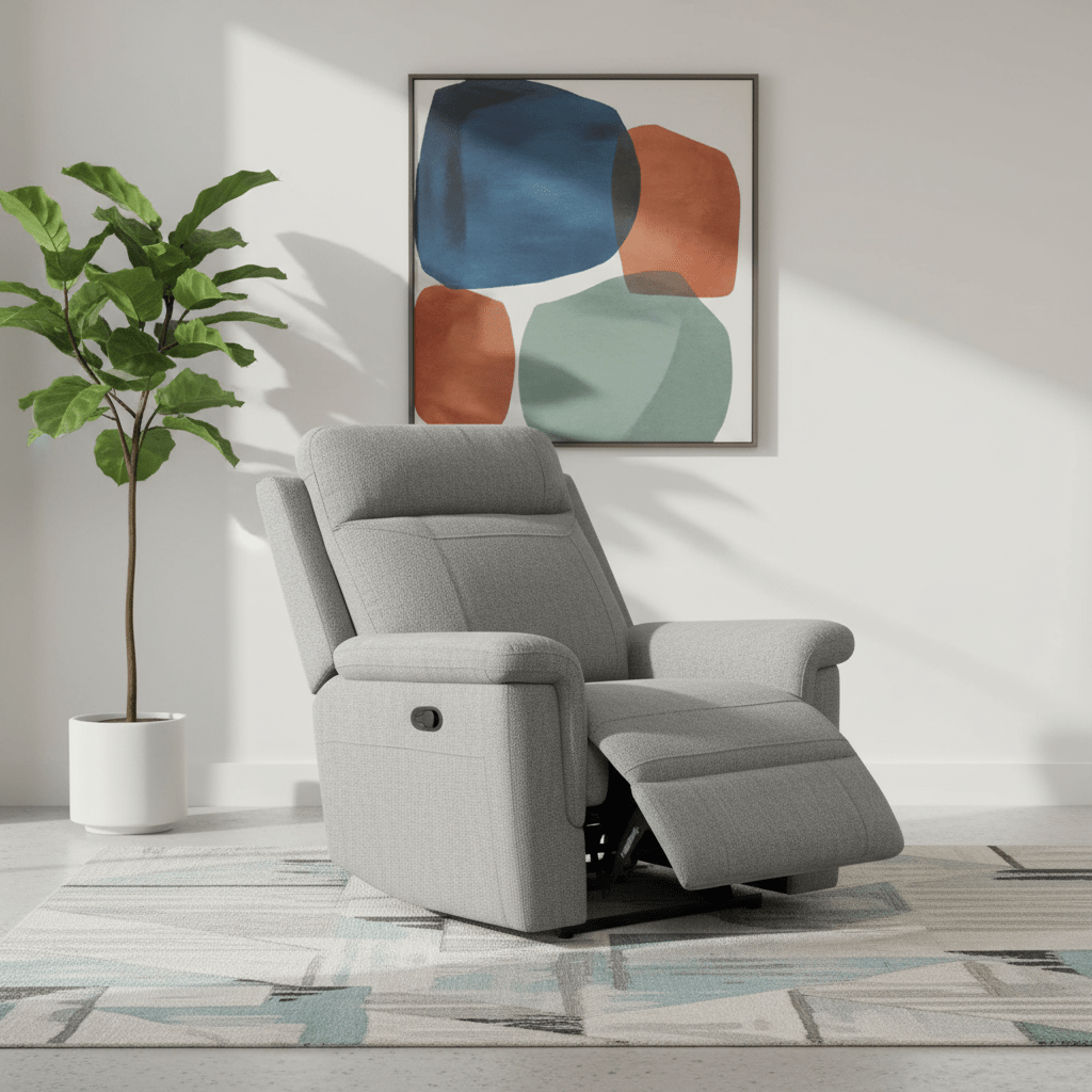 Bowen Grey Fabric 1 Seater Manual Recliner