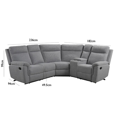 Bowen Grey Fabric Corner Group Manual Recliner