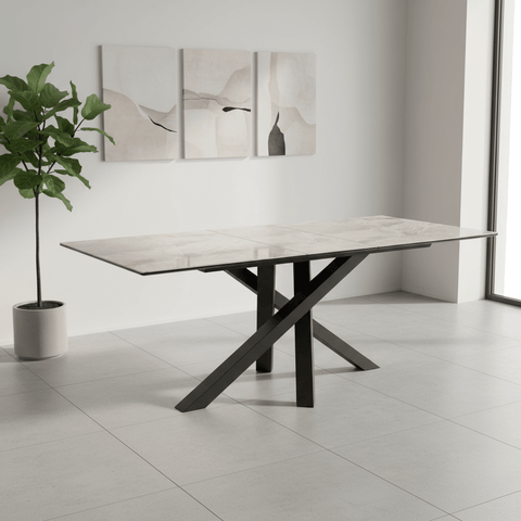 Samurai 160-200cm Gloss Light Grey Ceramic Extending Dining Table