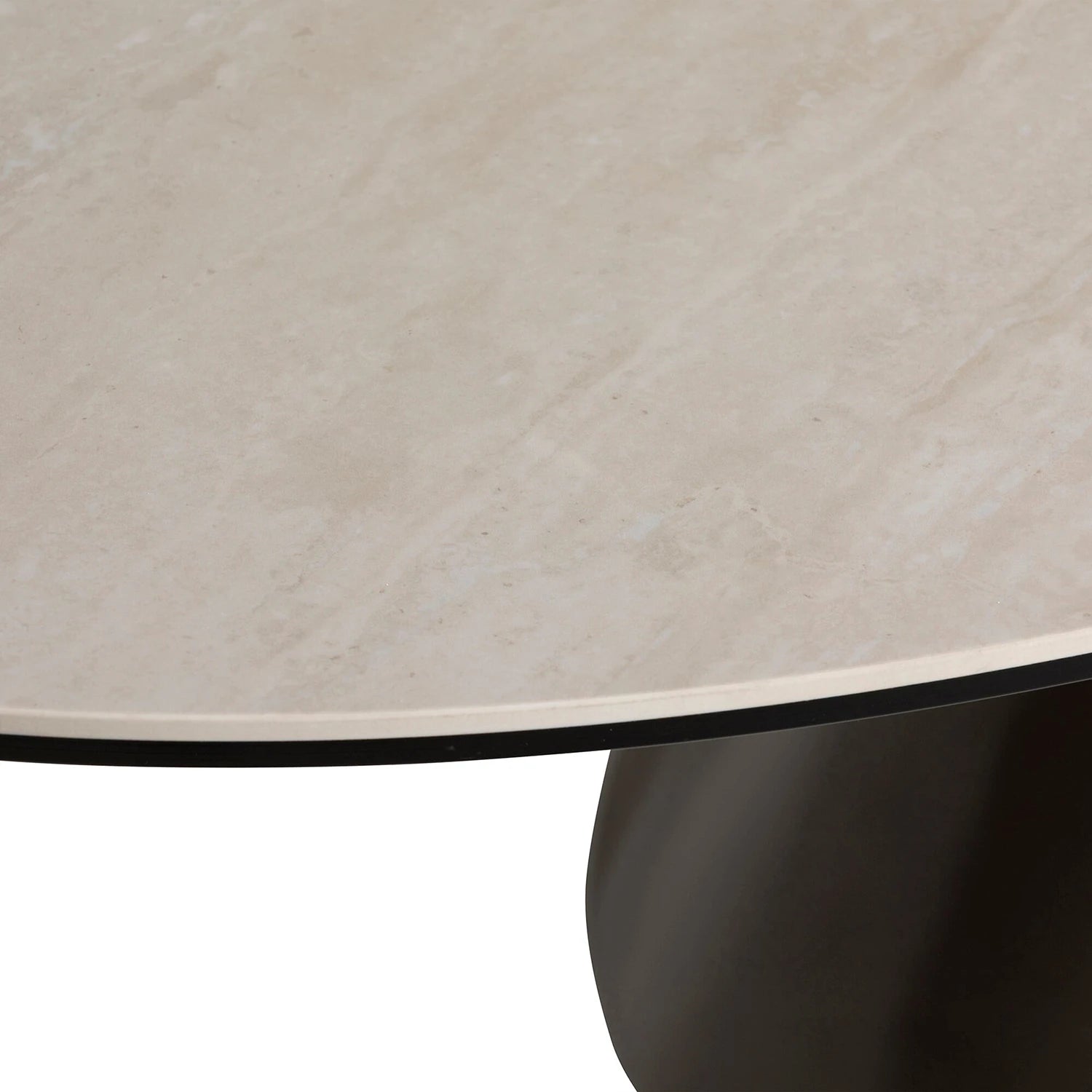 Close-up of a beige ceramic tile top of Brann Dining Table