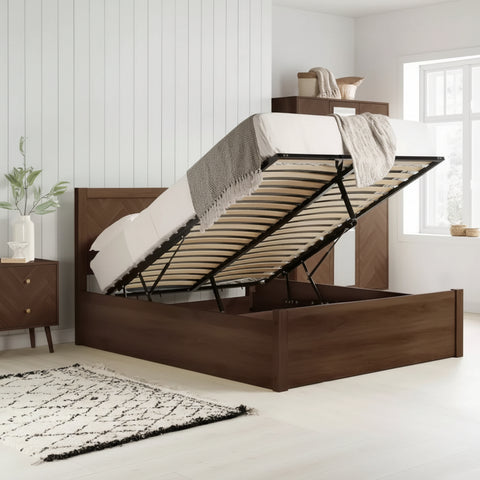 Practical ottoman base offering large internal storage area.