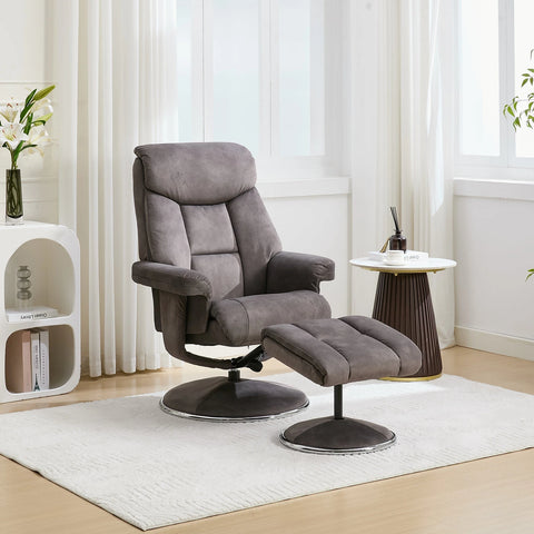 Bridge Soft Touch Carbon Grey Fabric Swivel Chair and Footstool