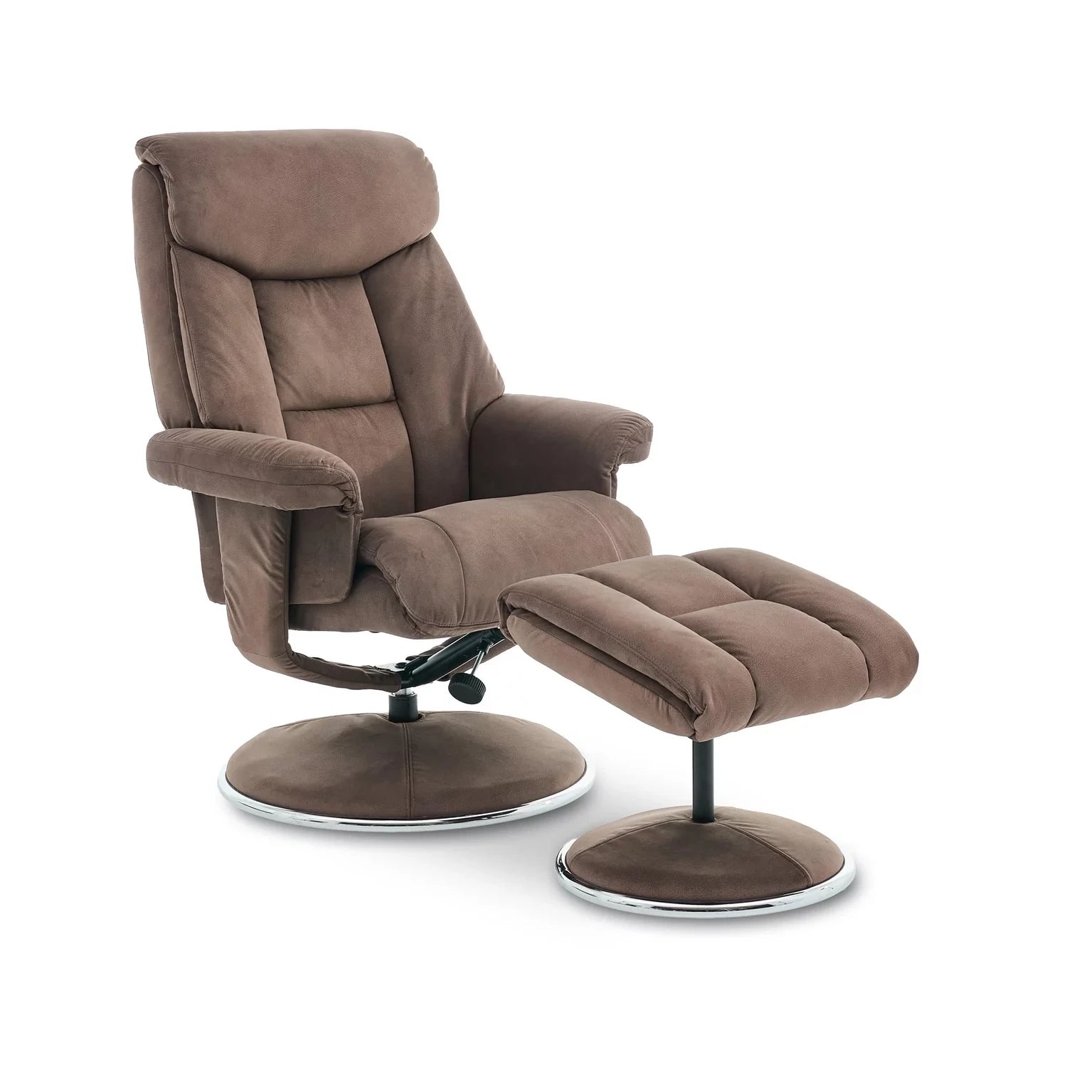 Bridge Soft Touch Brown Fabric Swivel Chair and Footstool