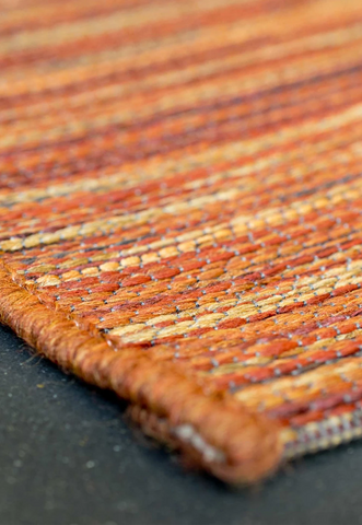 Brighton Orange Striped Indoor Outdoor Rug. Available in various sizes and colours - Close Up Image