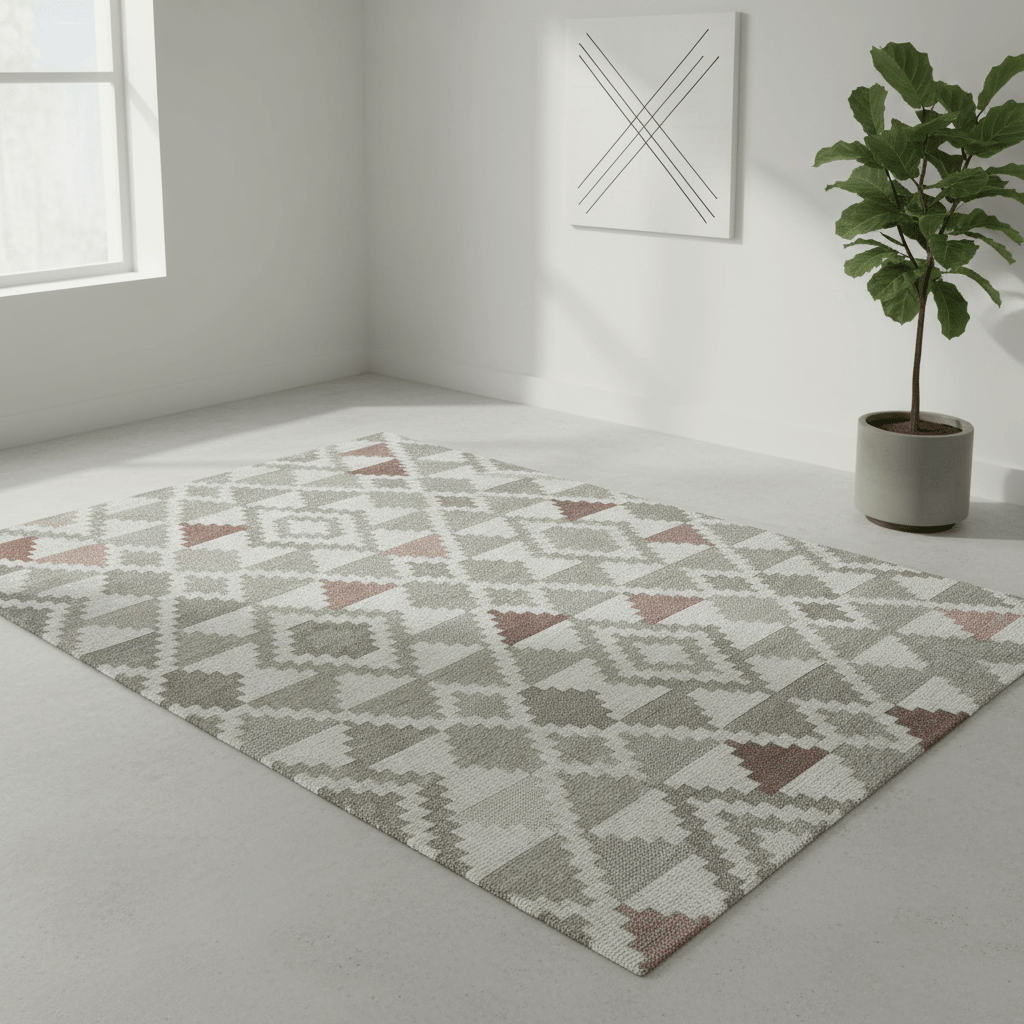 Brighton Grey And Pink Geometric Indoor Outdoor Rug