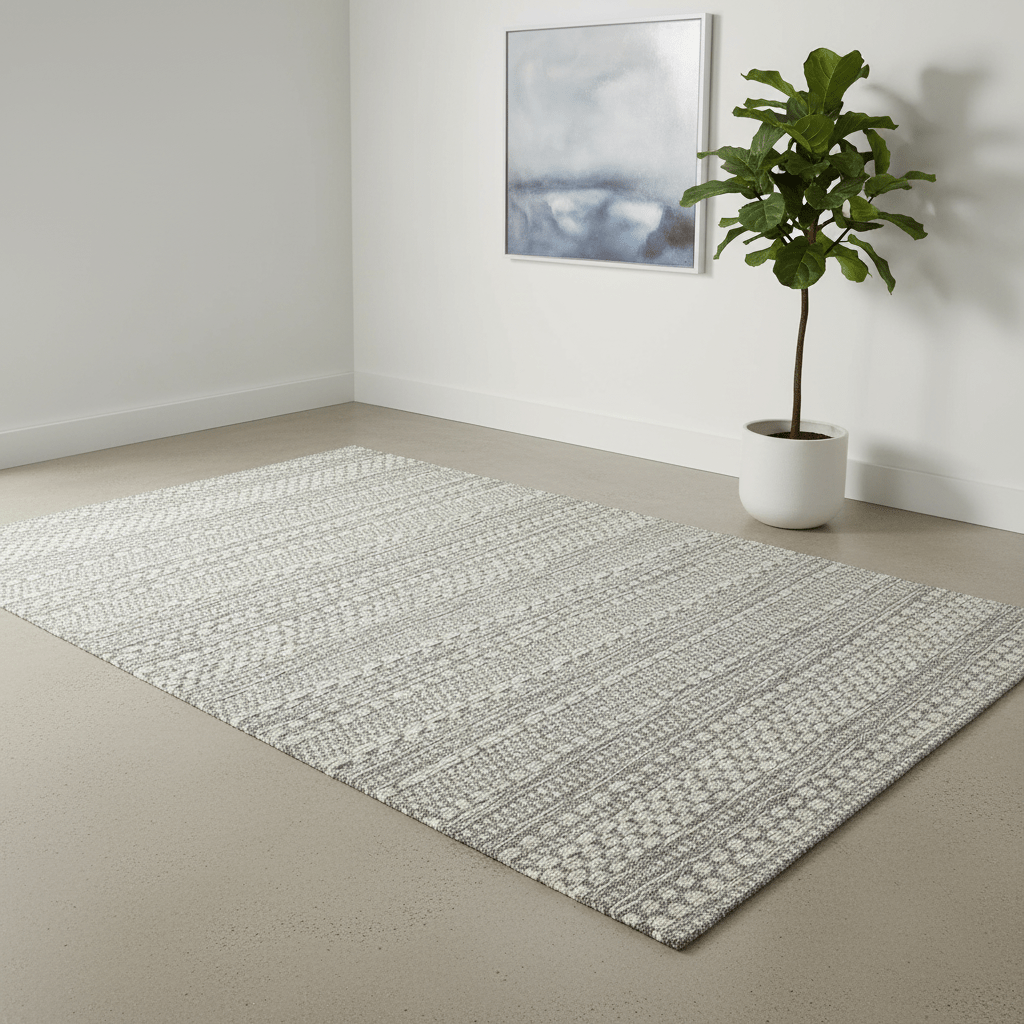 Brighton Grey Textured Flatweave Indoor Outdoor Rug
