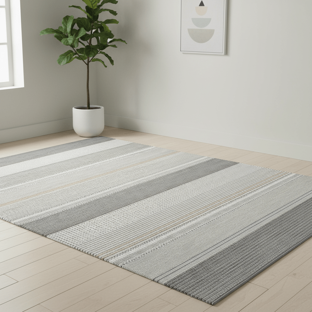 Brighton Multi-Coloured Textured Stripe Indoor Outdoor Rug