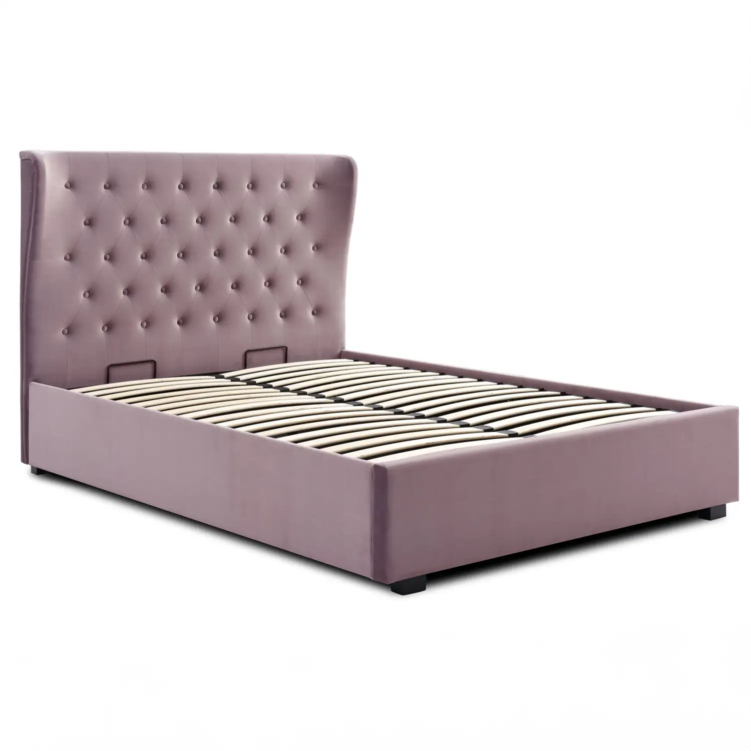 Bristol Grey Velvet Ottoman Bed, also available in Pink and Ink Blue - Main Image Pink Bed