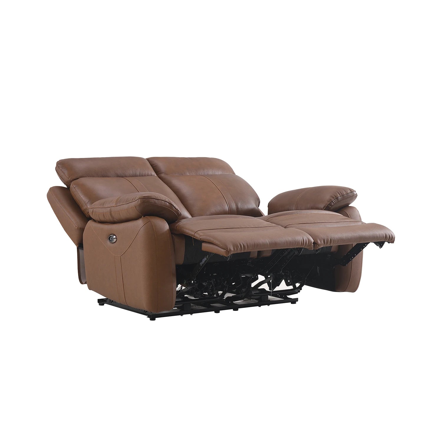 2 Seater Brown leather recliner sofa on a white background