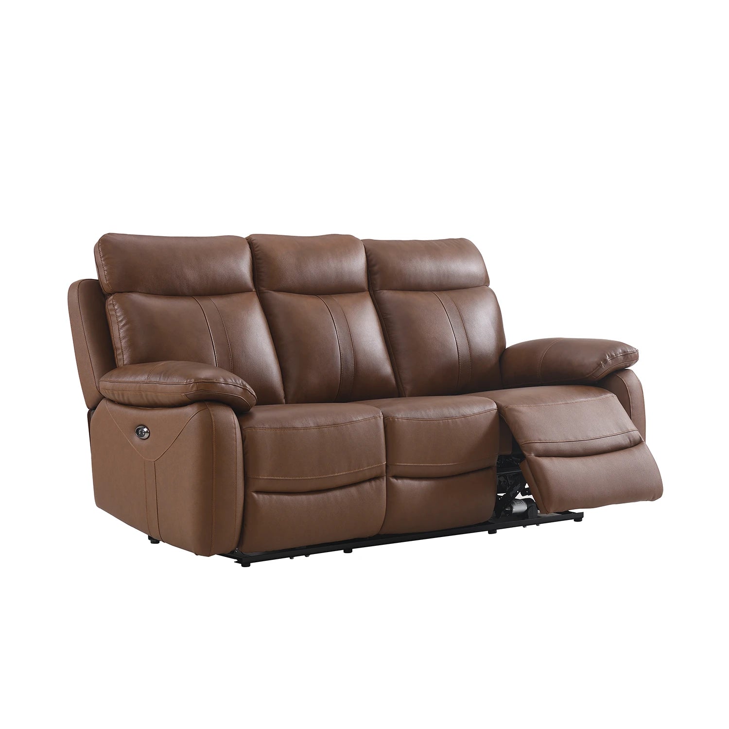 Top grain leather 3 Seater reclining sofa with USB charging