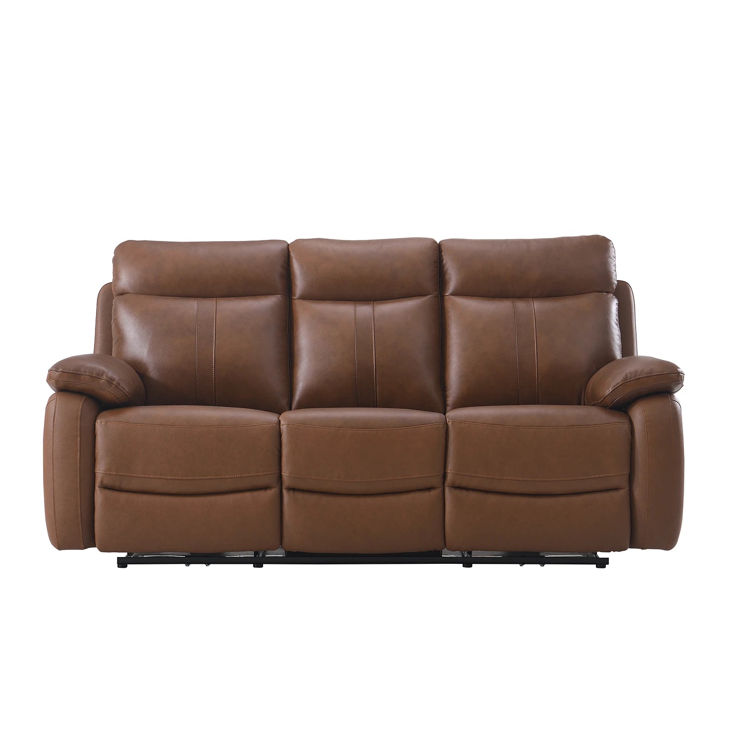 Brown leather Electric Reclining sofa on a white background