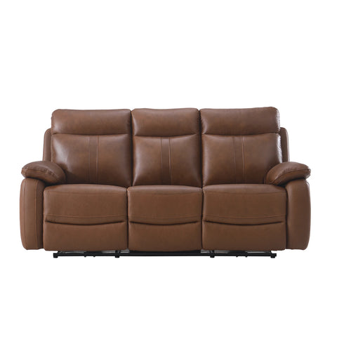 Brown leather Electric Reclining sofa on a white background