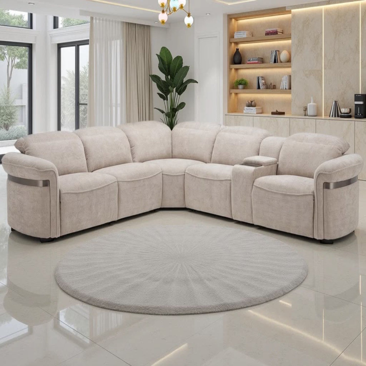 Strong and stable base supporting the spacious sofa structure.