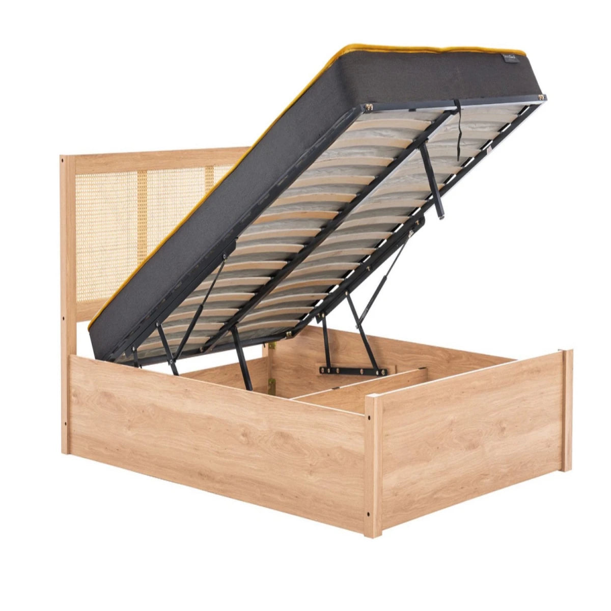 Lift up ottoman bed with smooth gas lift mechanism.