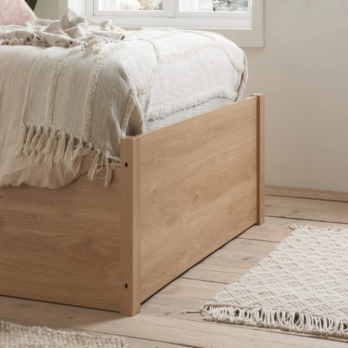 Strong wooden bed frame built for durability.
