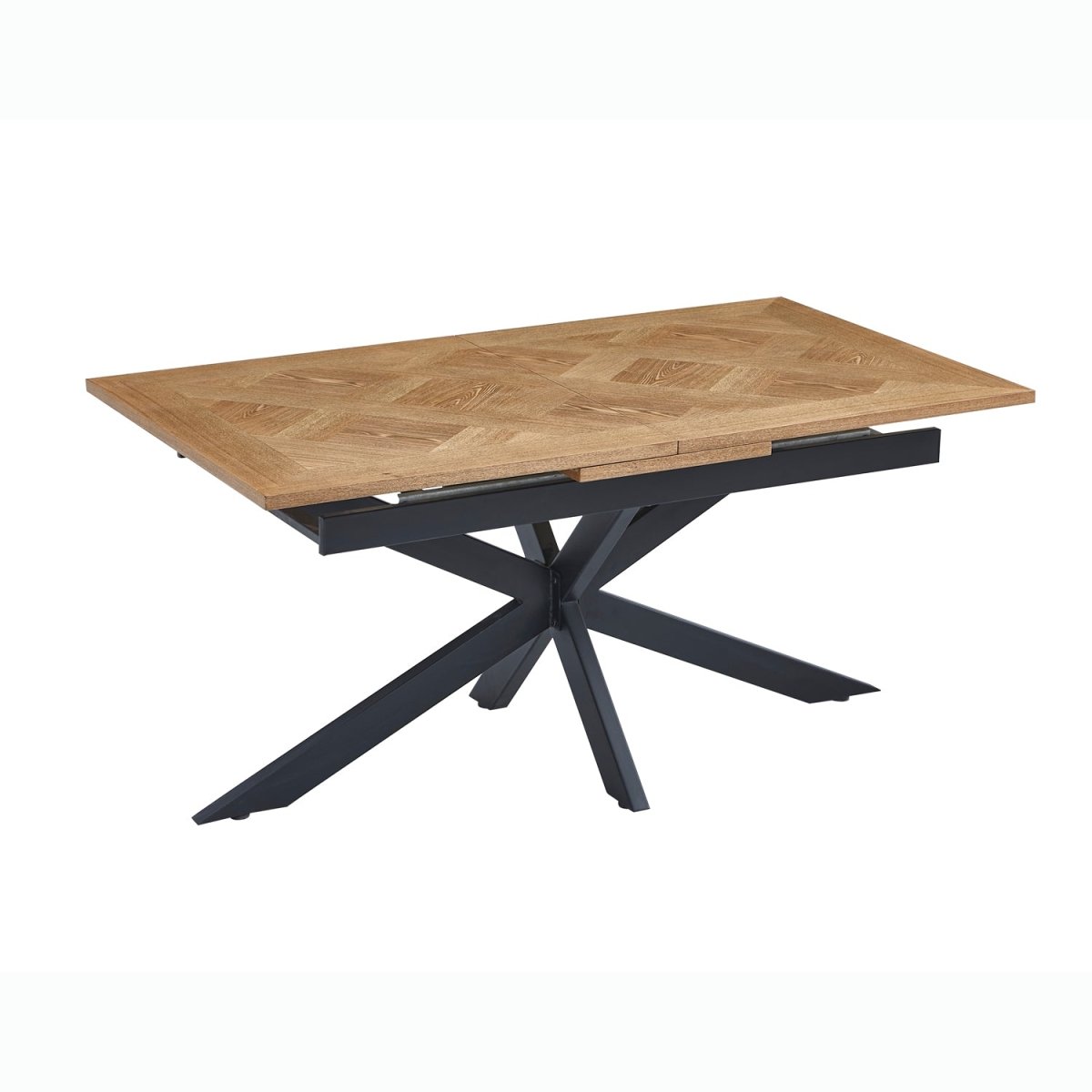 Bronx Oak Veneer 160-200cm Extending Dining Table with Fabric Dining Chairs - Table Closed at 160cm 