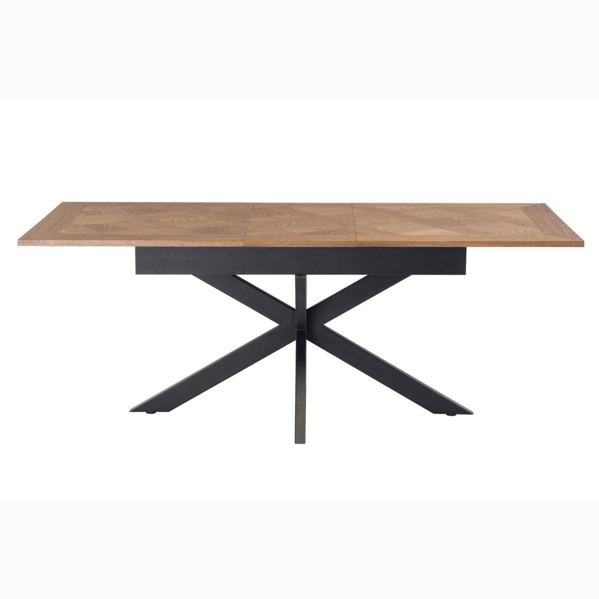 Bronx Oak Veneer 160-200cm Extending Dining Table with Fabric Dining Chairs - Table extended to 200cm