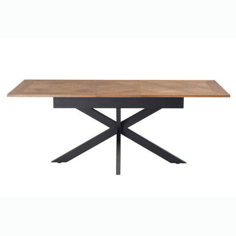 Bronx Oak Veneer 160-200cm Extending Dining Table with Fabric Dining Chairs - Table extended to 200cm