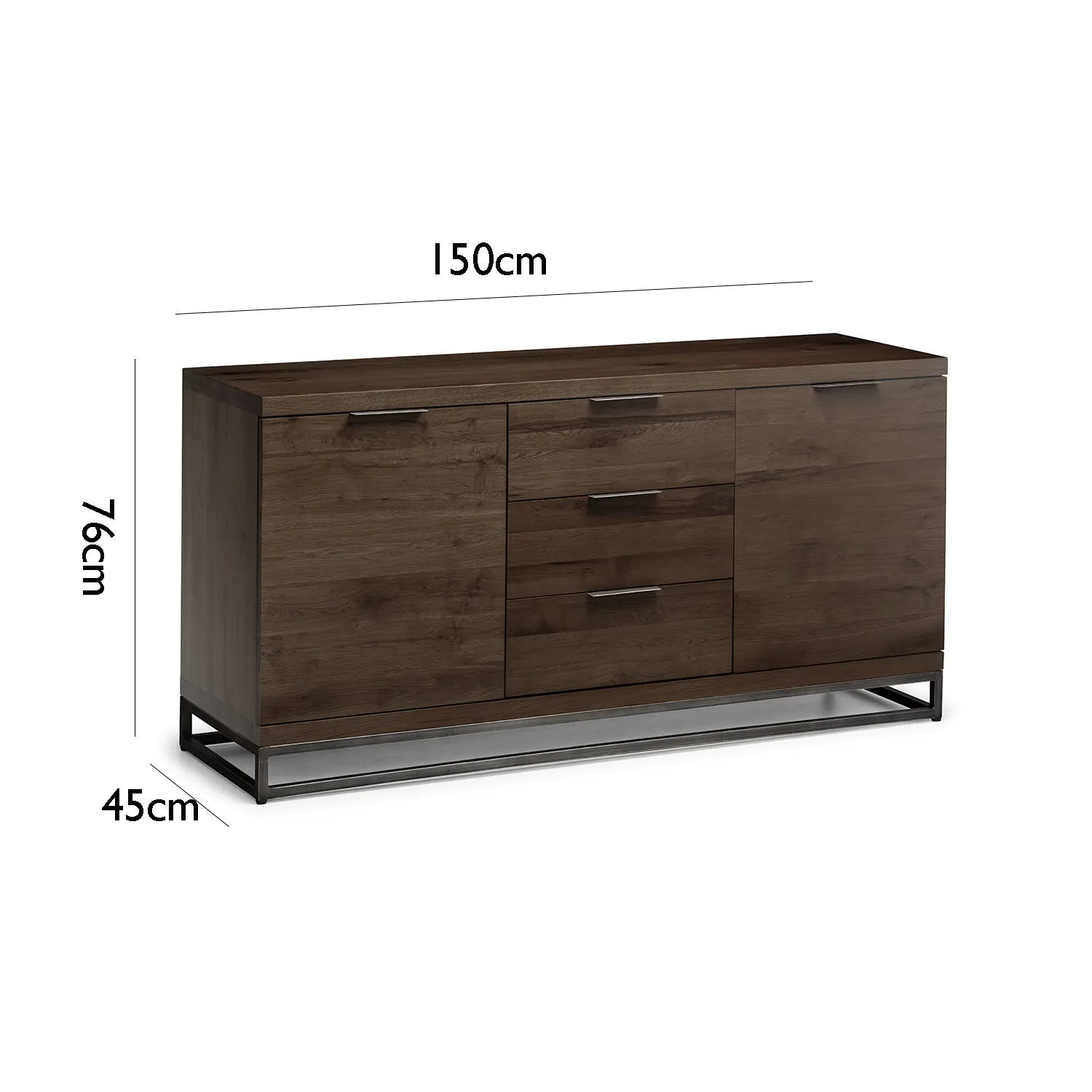 Brooklyn Large Dark Oak Sideboard with Industrial Metal Legs