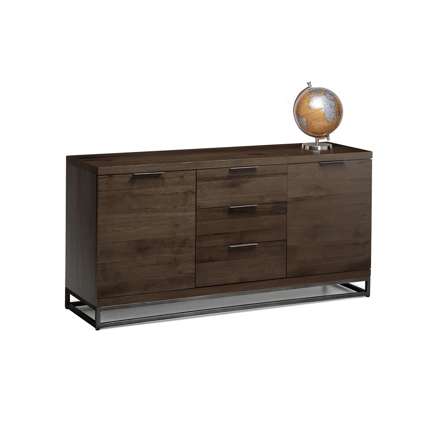 Brooklyn Large Dark Oak Sideboard with Industrial Metal Legs