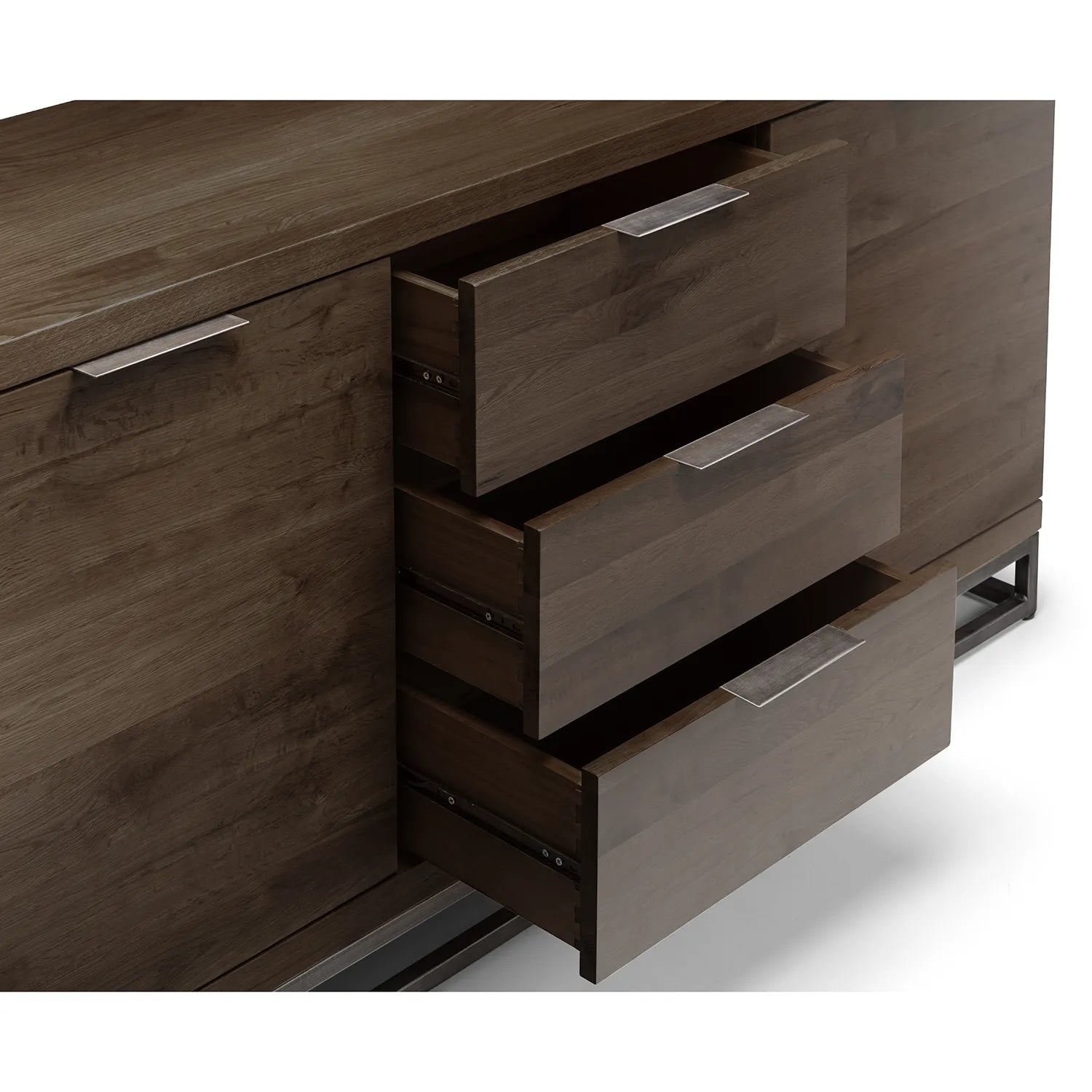 Brooklyn Large Dark Oak Sideboard with Industrial Metal Legs