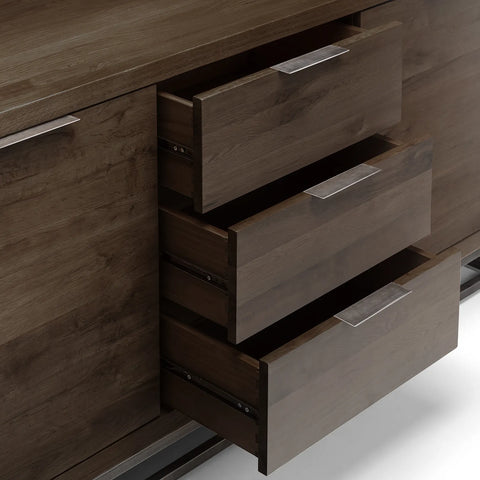 Brooklyn Large Dark Oak Sideboard with Industrial Metal Legs