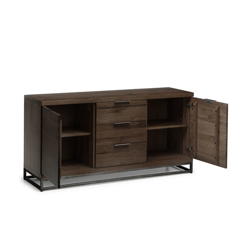 Brooklyn Large Dark Oak Sideboard with Industrial Metal Legs