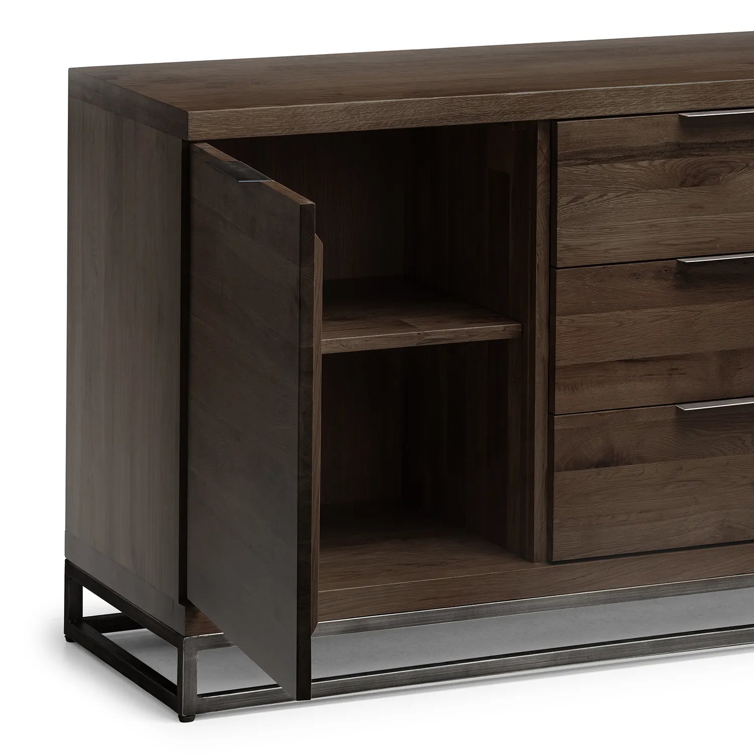 Brooklyn Large Dark Oak Sideboard with Industrial Metal Legs