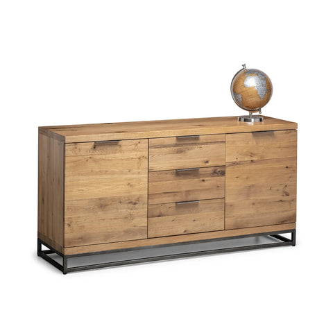 Brooklyn Large Rustic Oak Sideboard with Industrial Metal Legs