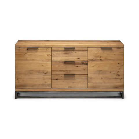 Brooklyn Large Rustic Oak Sideboard with Industrial Metal Legs