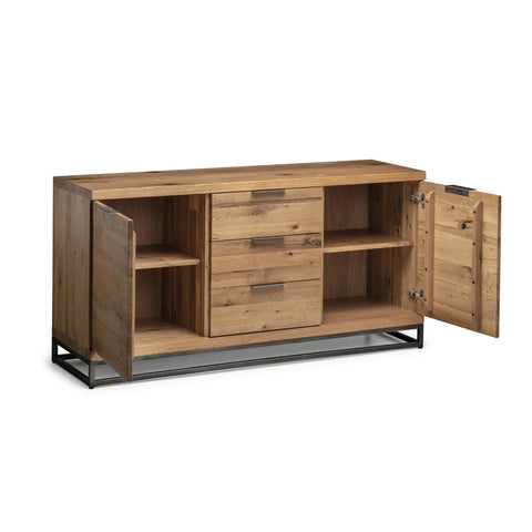 Brooklyn Large Rustic Oak Sideboard with Industrial Metal Legs