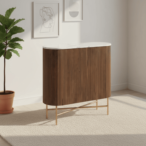 Brown Valencia Marble Mango Wood Mini Sideboard