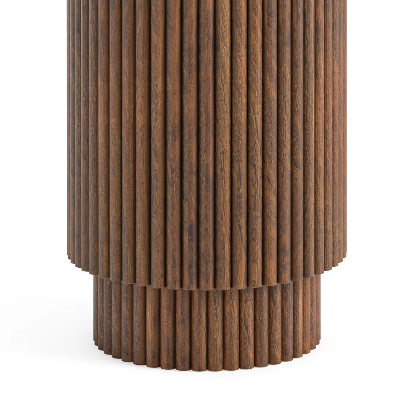 Brown Valencia Marble Mango Wood Side Table With Door, matching furniture available - Close Up of Side Table Base
