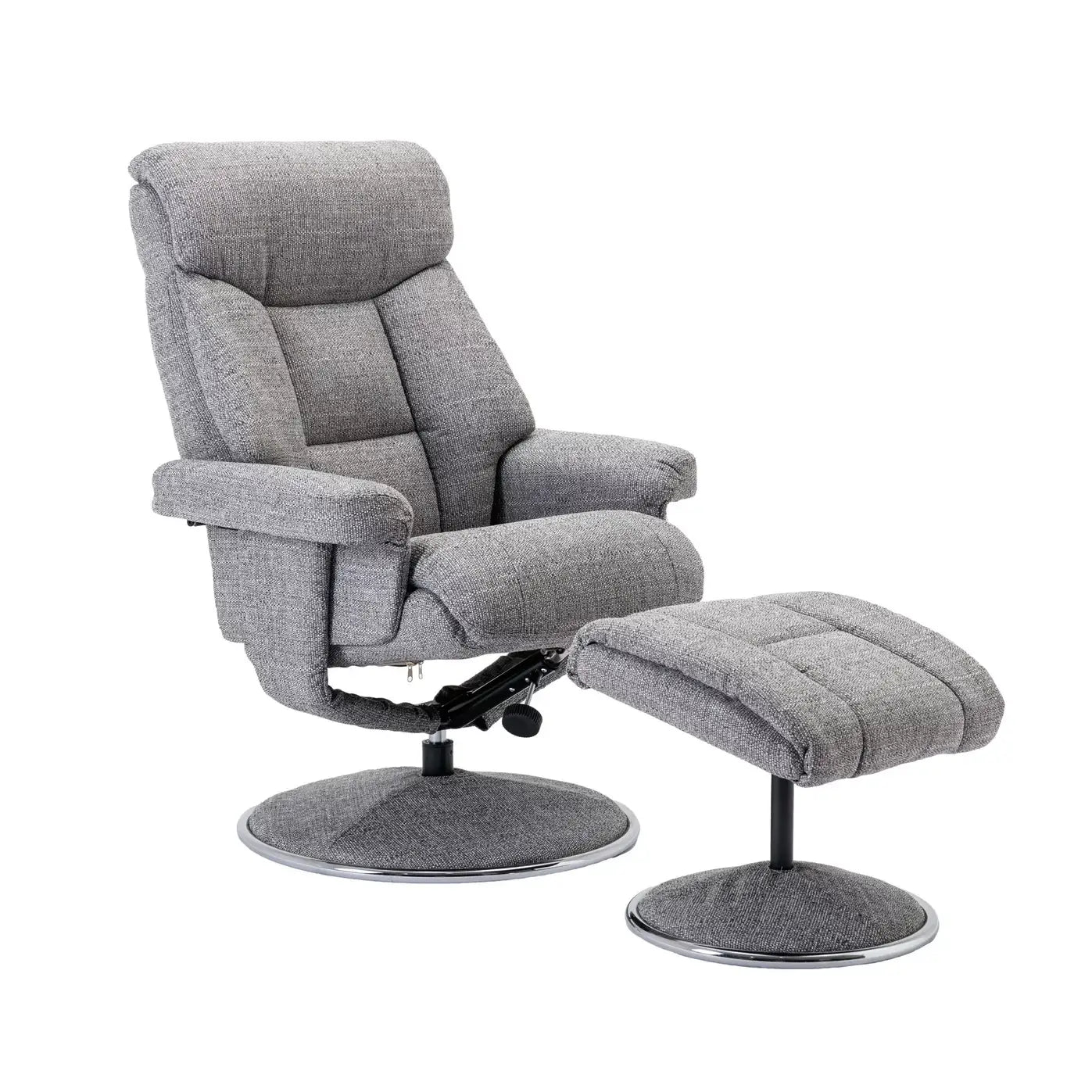 Get Bruges Fabric Swivel Chair and Footstool Pendle Village Furniture