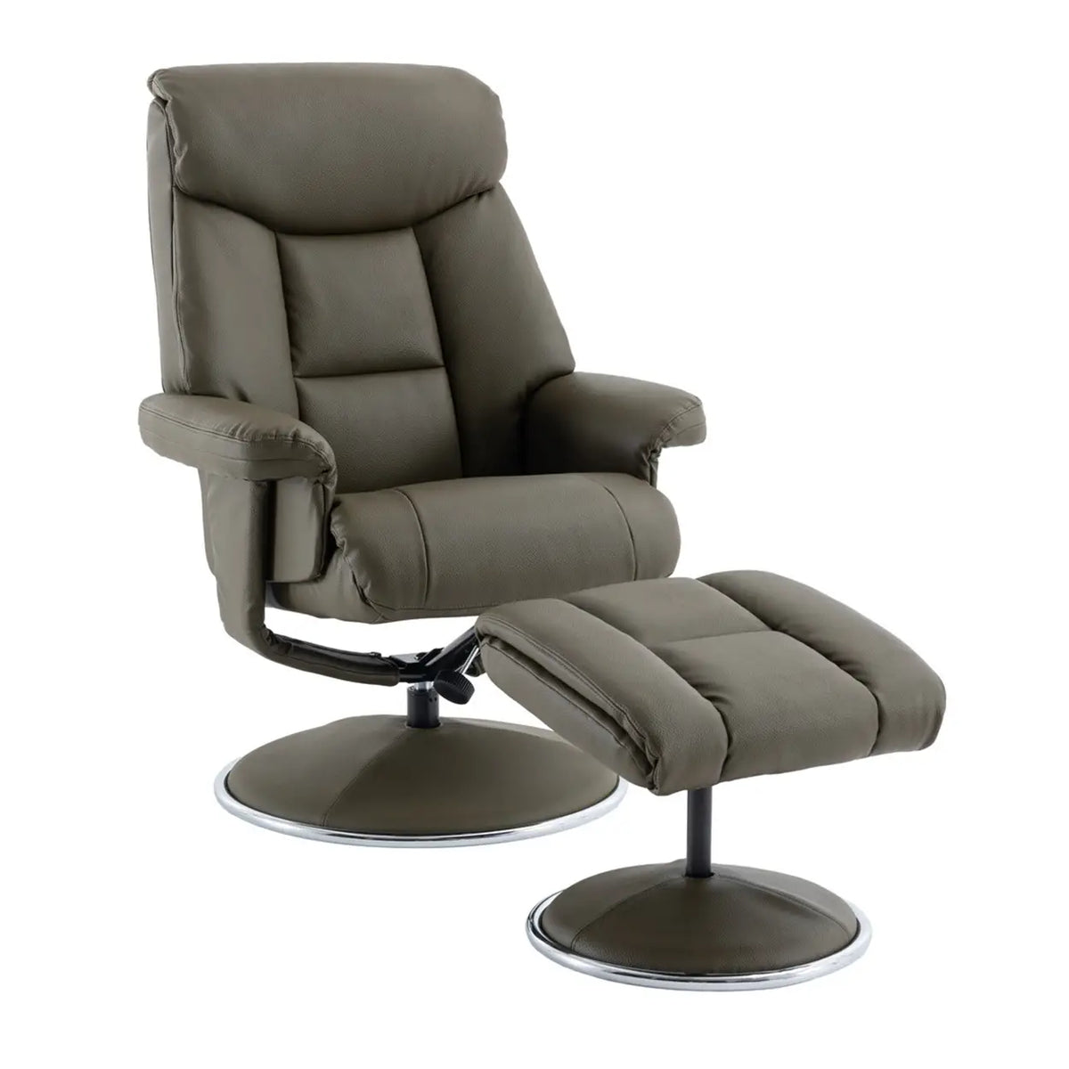 Bruges Faux Leather Swivel Recliner Chair and Footstool - Pendle Village Furniture