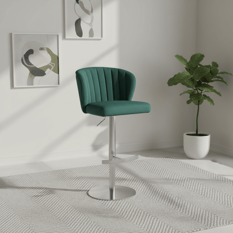 Brushed Velvet Green Bar Stool