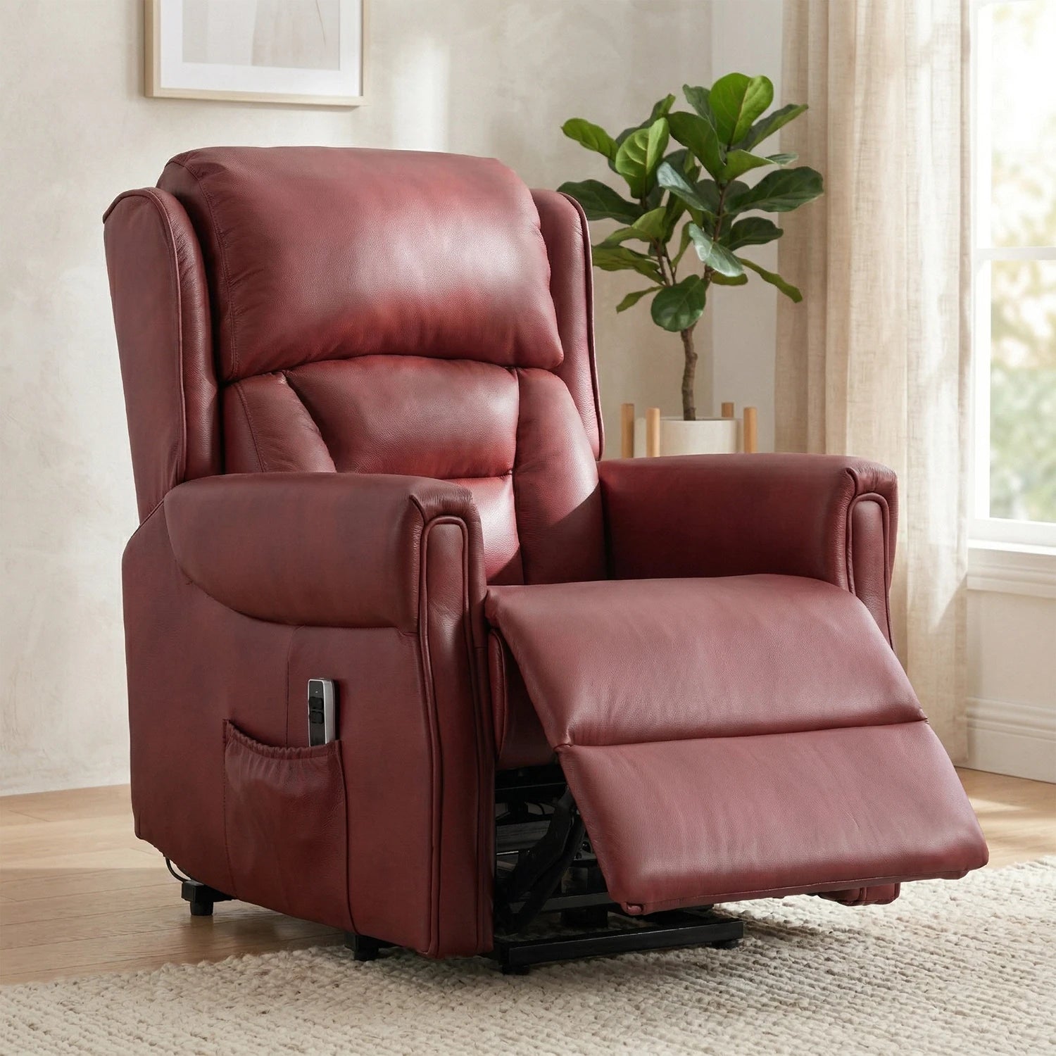 Buckingham Burgundy Full Leather Lift & Tilt Recliner