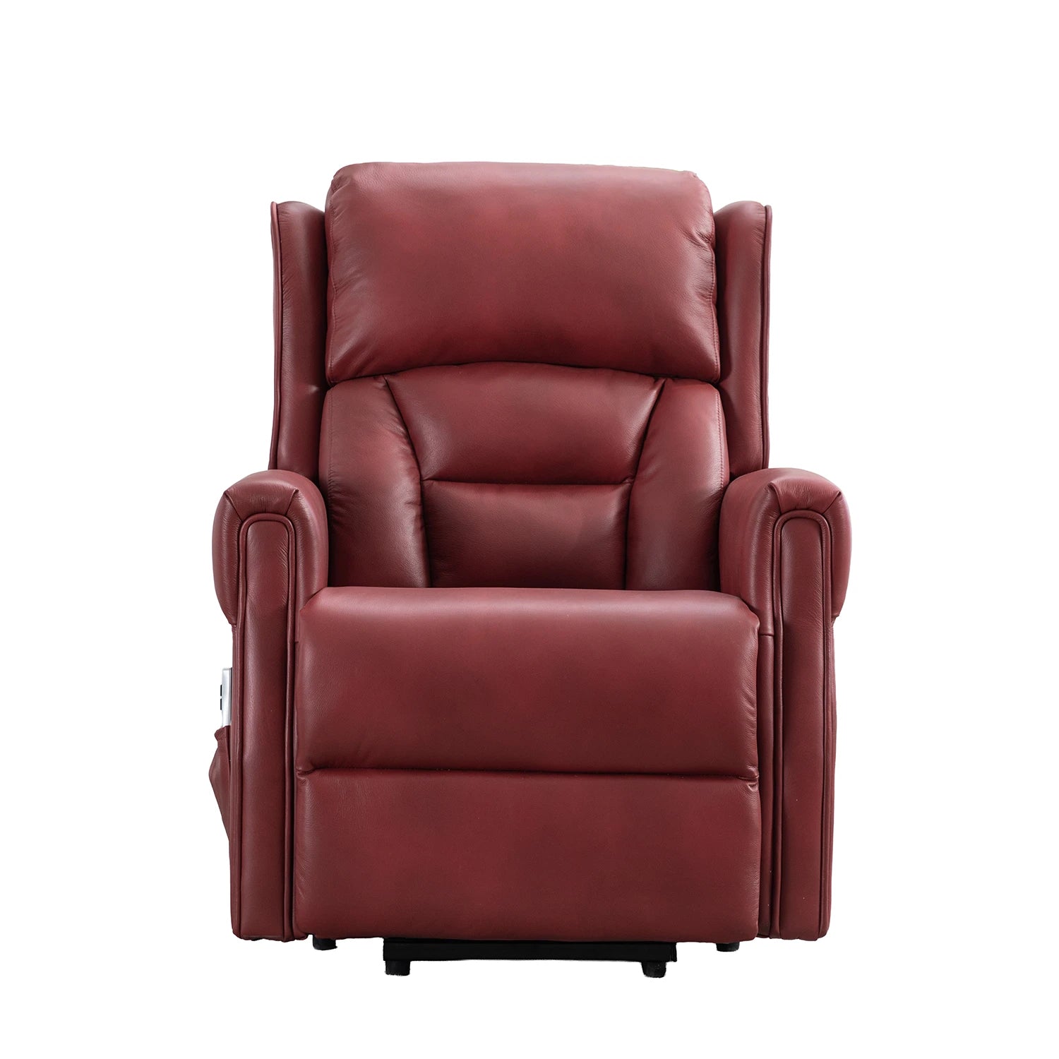 Buckingham Burgundy Full Leather Lift & Tilt Recliner on a white background