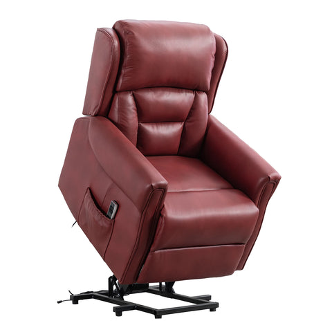 Buckingham Burgundy Full Leather Lift & Tilt Recliner Chair with High Back