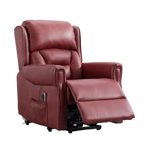 Buckingham Burgundy Full Leather Lift & Tilt Recliner Chair with High Back