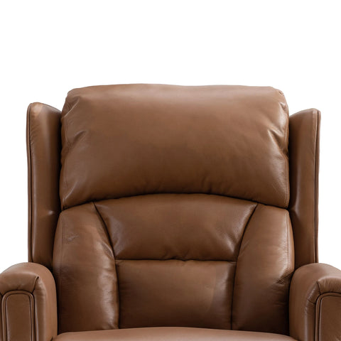 Close up of Buckingham Camel Full Leather Lift & Tilt Recliner