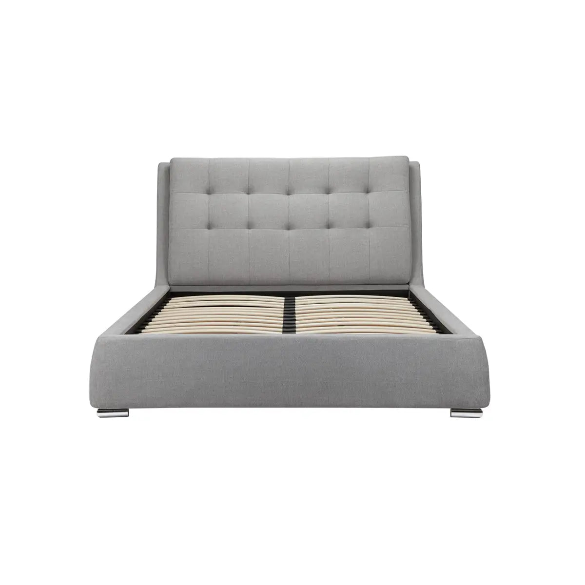 Bugati 4 Drawer Silver Fabric Bed, Stylish Storage Bed - Front View 