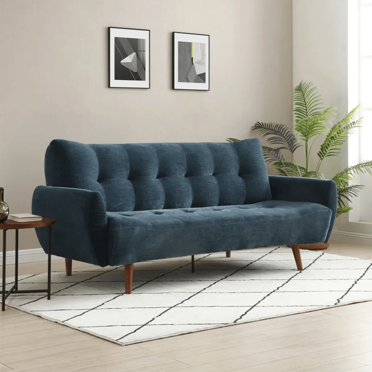 Buno Navy Chenille Fabric Sofa Bed - Pendle Village Furniture