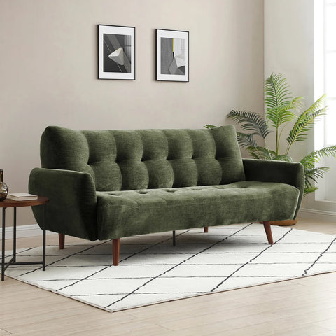 Buno Green Chenille Fabric Sofa Bed