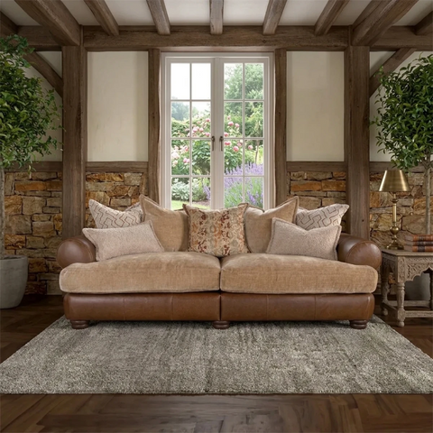 Horatio Mix Faux Leather & Fabric Sofa Collection