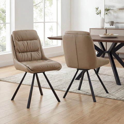 Oslo White Ceramic Extending Dining Table with Cream or Mink Swivel Chairs