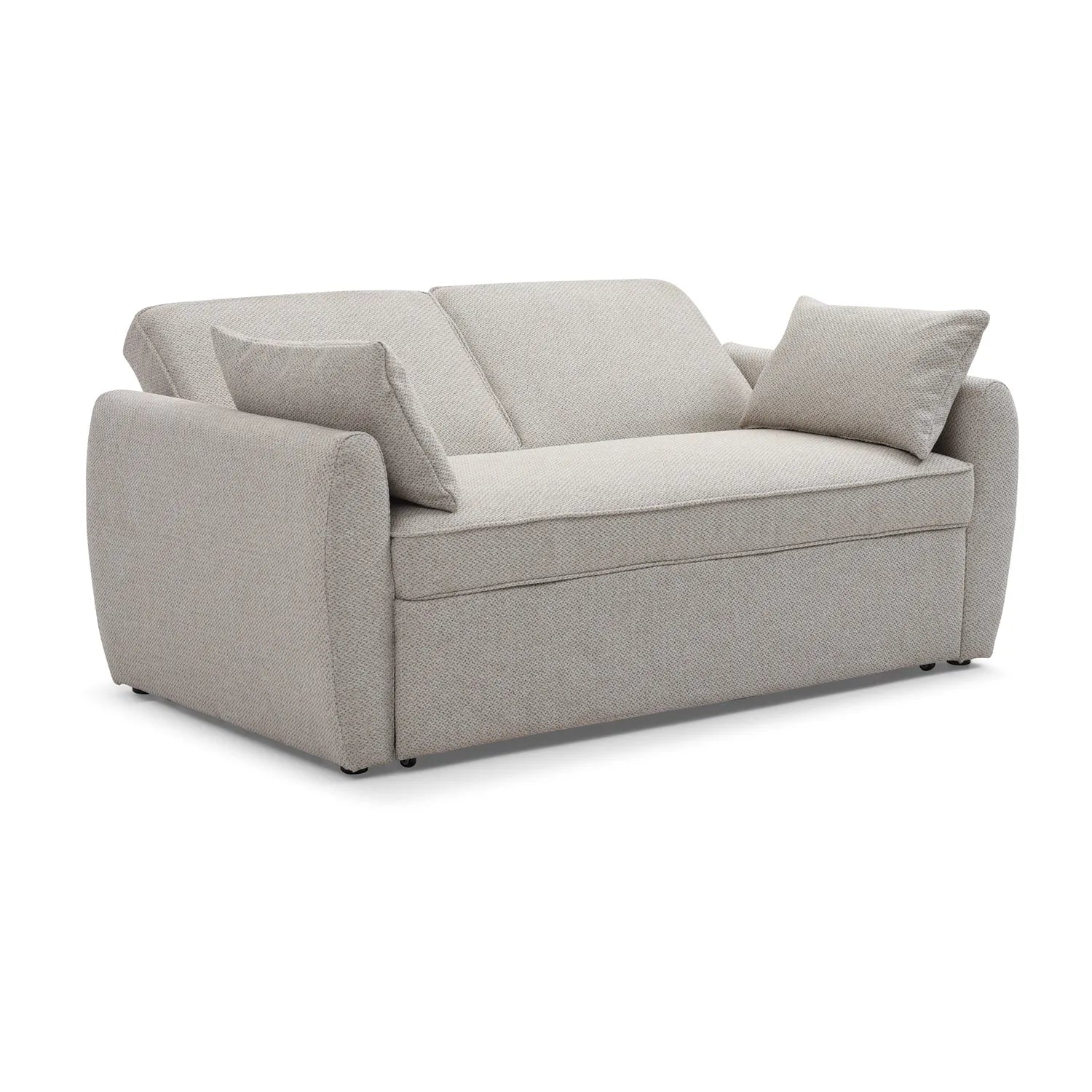 Burnley Natural Textured Weave Fabric Sofa Bed, also available in Grey Textured Weave Fabric - Angled View of Sofabed