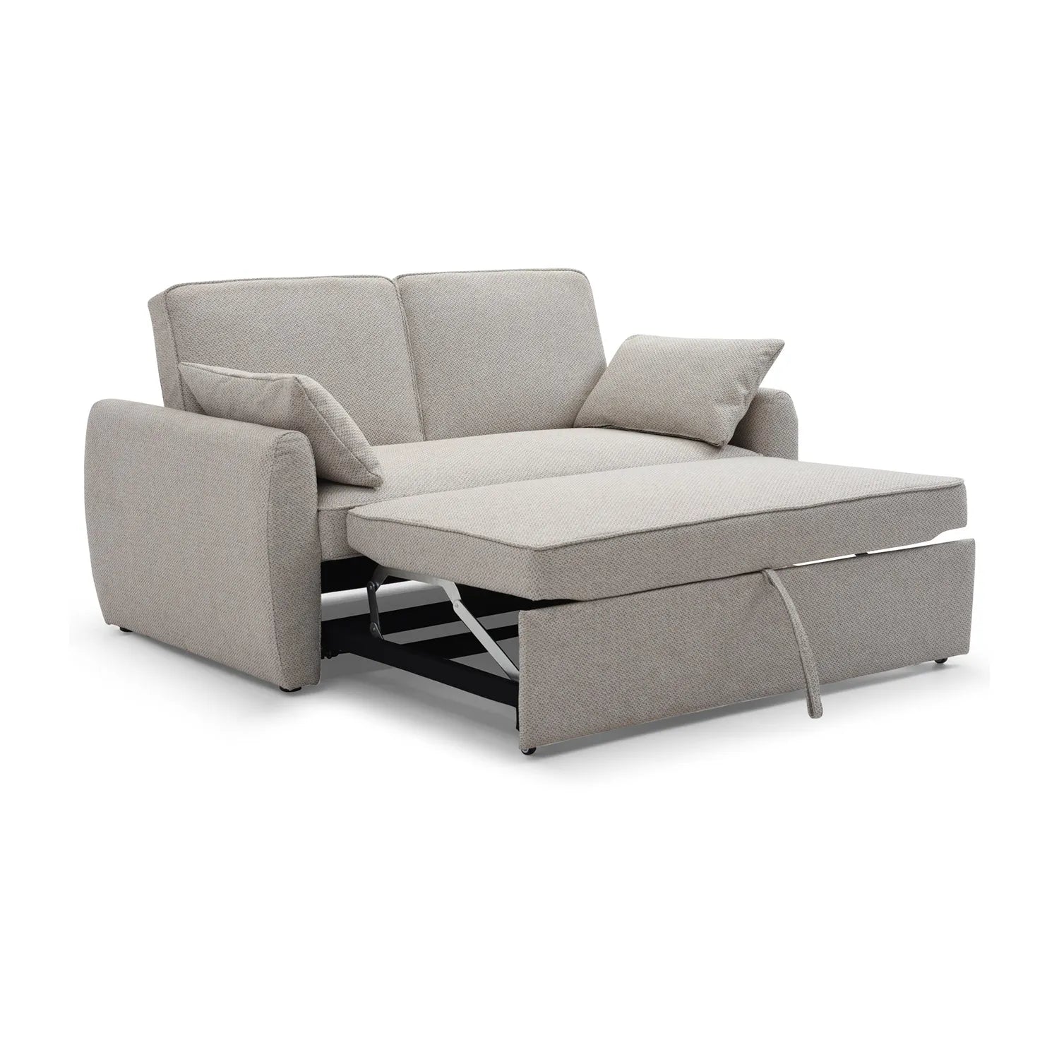 Burnley Natural Textured Weave Fabric Sofa Bed, also available in Grey Textured Weave Fabric - Sofabed transitioning into a bed