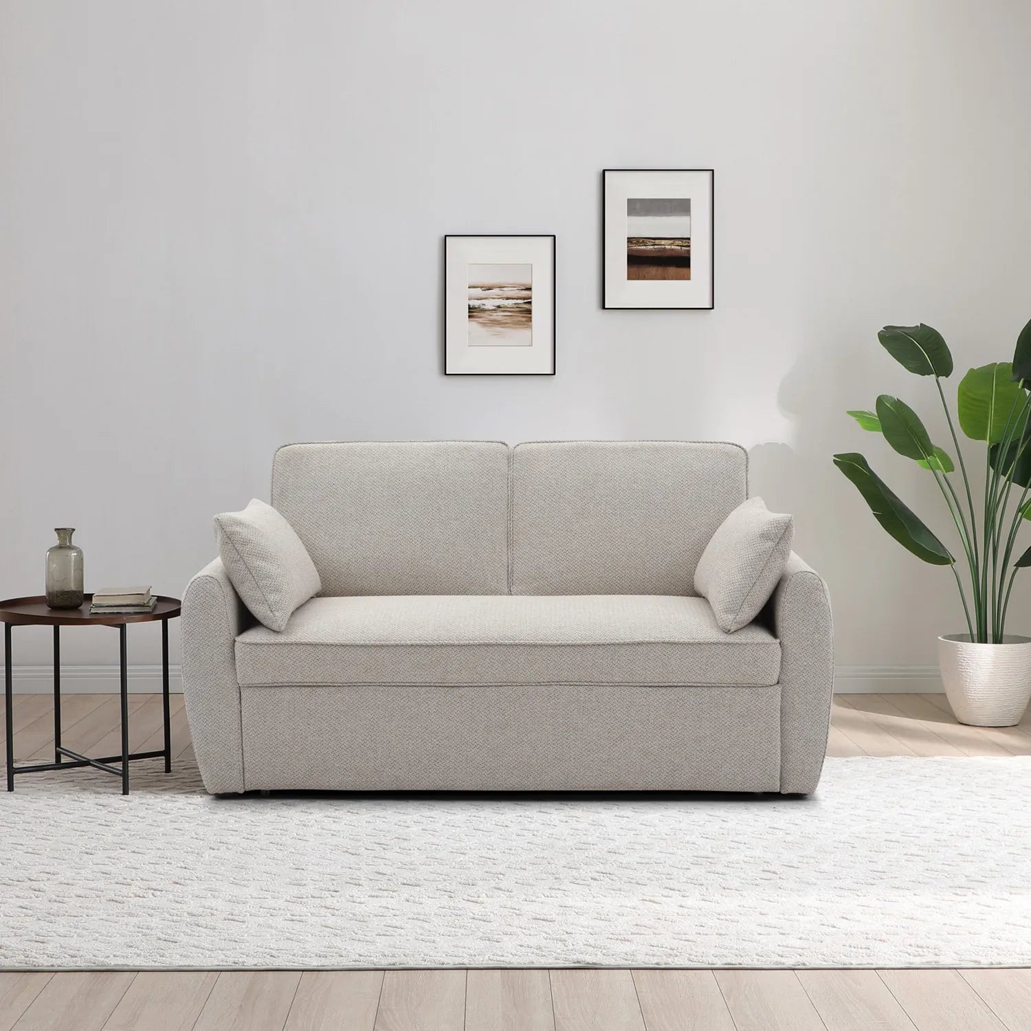 Burnley Natural Textured Weave Fabric Sofa Bed, also available in Grey Textured Weave Fabric - Lifestyle Image 