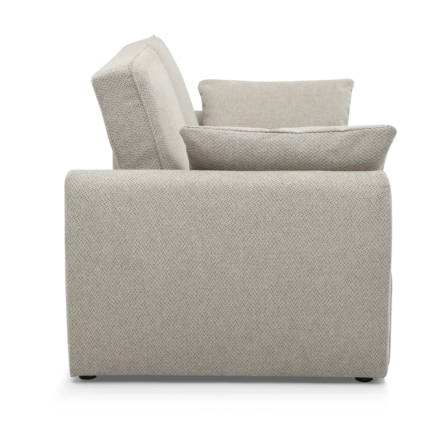 Burnley Natural Textured Weave Fabric Sofa Bed, also available in Grey Textured Weave Fabric - Side View of Sofabed
